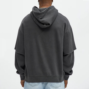 Sudadera Extra Grande Vintage Lavada a la Piedra, Mangas de Doble Capa, Hombros Caídos, Ropa Urbana para Hombre - Product Image 6