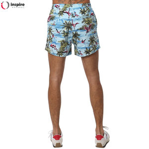 Shorts de bain pour hommes personnalisés en gros, avec cordon de serrage à la taille, doublure en maille, imprimé numérique floral, séchage rapide, style décontracté, en tissu peigné - Product Image 2
