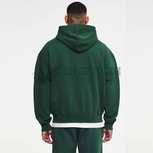 เสื้อฮู้ดมีซิปสำหรับผู้ชายผ้าฟลีซซับในไซส์ XS ผ้าฝ้ายพิมพ์ลายสีพื้น - Product Image 4