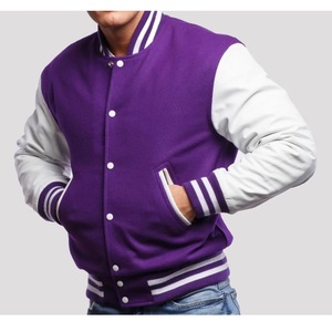 OEM Fabricant Blouson de baseball universitaire de haute qualité Veste Letterman en chenille avec patchs brodés Veste universitaire en cuir pour hommes - Product Image 3