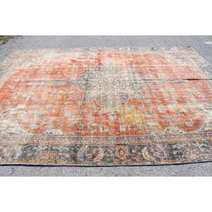 พรมตุรกี ขนาดใหญ่พิเศษ 8.9x12.3 ฟุต พรมวินเทจ พรมขนสัตว์สีแดงลายนามธรรม - Product Image 3