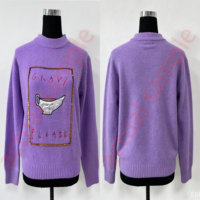 Pull en tricot pour femme personnalisé avec votre logo de marque, motif dessin animé violet lavande « Gravy Please », fabrication OEM/ODM