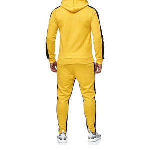 Loose Causal personalizado Blank Man Sweatsuit color amarillo Raya algodón Jogger Poliéster Chándal Conjunto Para Hombres - Product Image 4