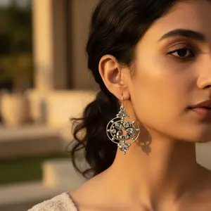 925 Silver Drop <b>Earrings</b> for Women Vintage Vintage Gold Plated <b>Dangle</b> Design with Quartz and <b>Pearl</b> for Wedding Occasions - Product Image 1