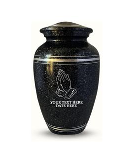 Urne funéraire personnalisée pour cendres d'adultes, hommes et femmes, en aluminium, avec nom, date et design, noire avec bordure argentée, taille personnalisée - Product Image 4