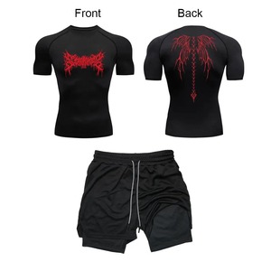 Conjunto de rendimiento 2 en 1 Camiseta y pantalones cortos impresos por sublimación 3D de algodón transpirable para hombres Estilo de verano personalizado - Product Image 2