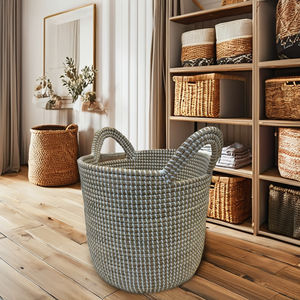 ตะกร้าสานจากหญ้าทะเลทรงกลม หรูหรา เป็นมิตรกับสิ่งแวดล้อม ใช้ได้หลากหลาย ขนาด M - Product Image 6