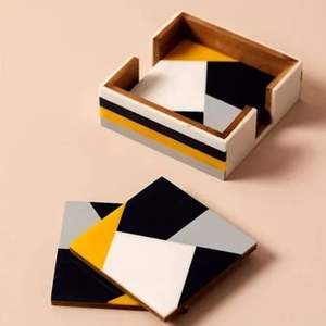 Ensemble de sous-verres en résine époxy avec effet océan cadeau décoratif carré en résine époxy produit de haute qualité - Product Image 3