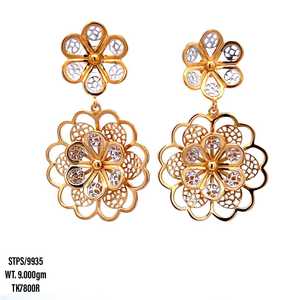 Pendientes Colgantes de Plata de Ley 925 con Doble Flor, Chapados en Oro Rosa, Delicados y Minimalistas, Regalo de Boda, Joyería de Moda para Mujer - Product Image 1