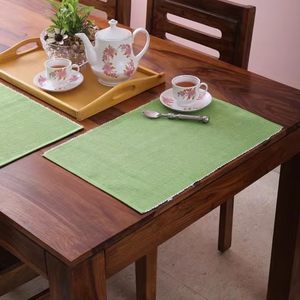 Mantel Individual de mesa de costilla de algodón 100%, manteles individuales de lino con patrón cuadrado sólido moderno de lujo para el hogar, hoteles, bodas tejidas - Product Image 1