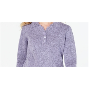 Cardigan Casual da Donna Karen Scott, Collo a Punta, Colore Lavanda, Taglie XS-XL, Maglione Traspirante per Inverno e Autunno, Decorazione con Logo e Bottoni Frontali - Product Image 2