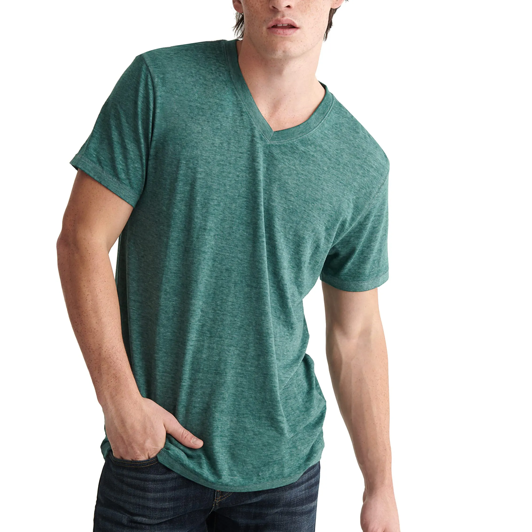 T-Shirt pour hommes de couleur verte, coupe Slim, prêt à être expédié, sur mesure, prix de gros, en Stock, meilleures ventes, T-Shirts pour hommes