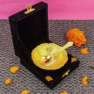 New High Selling 4 Inch Gold-<b>Silver</b> Plated Lotus Cut Serving <b>Bowl</b>, Decorative Brass <b>Bowl</b> for Gift Return Gifts for Wedding Decor - Product Image 1