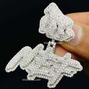 Pendentif personnalisé Moissanite VVS en argent sterling 925, pendentif Moissanite VVS glacé, pendentif lettre Moissanite VVS - Product Image 4