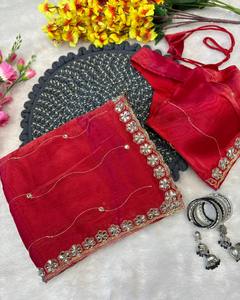 เสื้อส่าหรีแบบดั้งเดิมของผู้หญิงเสื้อเบลาส์แนวบอลลีวู้ดชุดปาร์ตี้แฟนซีชุดสำหรับเจ้าสาว - Product Image 5