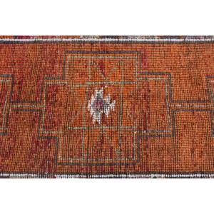 Alfombra Kilim turca Vintage 2,5X10,6 pies naranja gris tejido plano alfombra de yute respaldo de látex para adolescentes patrón de retazos diseño de pasillo - Product Image 5