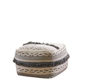 Puf otomano cuadrado bohemio al mejor precio, consola con incrustaciones de hueso de lana de algodón moderna hecha a mano para entrada o dormitorio - Product Image 3