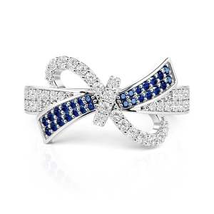 Anillo Jeulia de Plata de Ley con Nudo de Lazo Azul Pavé - Estilo Eternidad con Incrustaciones a la Moda - Product Image 3