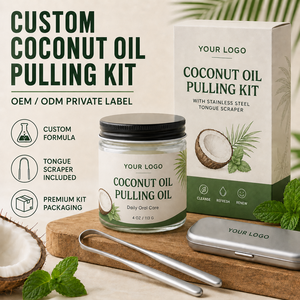 Kit de Cuidado Bucal Natural con Aceite de Coco de Marca Privada, con Raspador de Lengua, Fórmula Personalizada OEM - Product Image 1