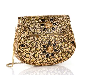 Bolso de Mano Tipo Clutch con Mosaico Kundan de Alta Calidad, Hecho a Mano, para Bodas, Fiestas y Eventos Nocturnos, de Lujo - Product Image 4