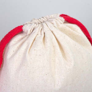 Red <b>Drawstring</b> Fabric <b>Pouch</b> 6 W X 8 H Organic Cotton Screen Printing for Clothing Crafts Dust Stickers Packaging Promotions - Product Image 5