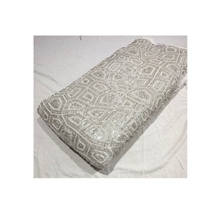 Tissu moderne de tulle georgette en viscose au design personnalisé avec séquence de broderie pour vêtements de mariage disponible au prix de gros - Product Image 1