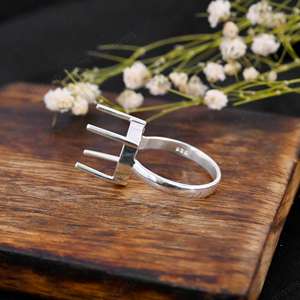 Genuine High Quality 925 Sterling Silver 12mm 4 Prong Setting Semi-Mount Engagement <b>Ring</b> 14k Gold Plated Handmade Custom Jewelry - Product Image 6