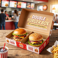 Grande boîte à hamburger, grand contenant à burger, boîte en papier kraft extra profonde avec revêtement résistant à la graisse