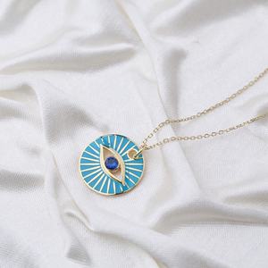 Ojo diseño redondo esmalte colgante hecho a mano turco 925 joyería de plata esterlina - Product Image 2