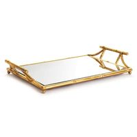 Plateau rectangulaire en laiton finition or pour la décoration de service parfait pour la décoration festive du Ramadan accent de luxe et dessus de table