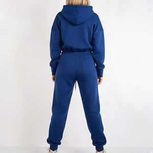 Ensemble de survêtement pour femmes, tendance et respirant, nouvelle arrivée 2025, coupe ajustée, 100% coton, deux pièces, pantalon de jogging et sweat-shirt à revers - Product Image 2