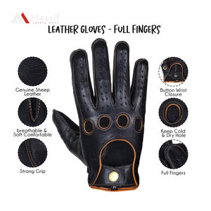 Guantes de conducción de cuero dividido de piel de vaca de calidad superior Recién llegado Guantes de conducción de cuero de grano de cabra - Product Image 4