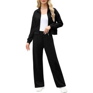 Qualité supérieure femmes 2025 survêtement 2 pièces tenues sweat jambe large pantalon de survêtement ensemble assorti - Product Image 1
