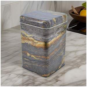 Caja de lata cuadrada reciclable de 1,7 L con tapa deslizante Acabado en oro de roca para embalaje de té de caramelo de galleta de menta Caja de plástico de Metal de 105x105x160mm - Product Image 5