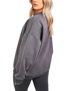 Sweat-shirt pull-over personnalisé épais pour femme, en molleton de coton chaud, coupe oversize, col rond, zippé, style sportswear, été 2026 - Product Image 3