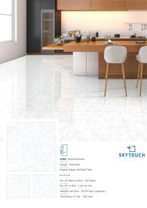 Azulejo de suelo de porcelana de cerámica con aspecto de mármol gris claro de estilo moderno, azulejos esmaltados pulidos de superficie brillante de alta calidad para interiores - Product Image 6