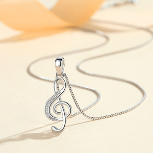 <span class=keywords><strong>D307</strong></span> Personnalisé Simple Note Pendentif En Argent Sterling 925 Symbole Musical Clavicule Chaîne Collier pour Femmes - Product Image 4