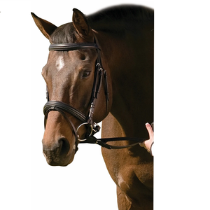 La MEJOR brida de caballo de alta calidad con banda de cristal para cejas para caballos NUEVA brida de cuero elegante Horse Black - Product Image 4