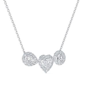Stonewels 925 <b>Sterling</b> <b>Silver</b> Aura Trilogy <b>Necklace</b> India | Unique Heart Pear Lab Grown Diamond IGI Certified Jewelry | - Product Image 2