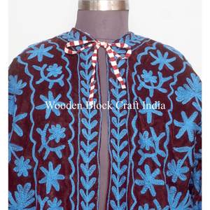 Veste en velours pour femme, broderie indienne Suzani faite à la main, col montant, broderie florale, rembourrage en coton, décoration boutonnée, printemps - Product Image 3