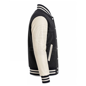 <b>Men</b> Letterman <b>Jacket</b> Modern Casual Outerwear With Custom <b>Letter</b> Details Snap Buttons Contrast Sleeves And Professional Finishing - Product Image 3