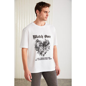 เสื้อยืดคอกลมทรงปกติพิมพ์ลายผ้าฝ้ายออร์แกนิก 100% สำหรับผู้ชาย GRIMELANGE - Product Image 1