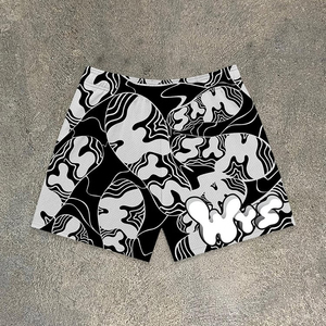 Pantalones cortos deportivos cómodos para hombre de calle alta, pantalones cortos de malla de poliéster impermeables antiarrugas transpirables no tejidos con estampado Multicolor - Product Image 1