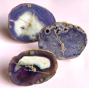 INCREÍBLE RELOJ DE ÁGATA CON SOPORTE DE MADERA/Relojes de mesa de posavasos de ágata galvanizada natural/RELOJES DE MESA DE ÁGATA VERDE - Product Image 3