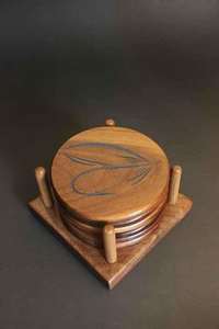 Sous-verres en bois d'acacia naturel de la meilleure qualité Porte-gobelet à thé en bois massif et Pot à boisson Style classique pour un usage domestique - Product Image 4