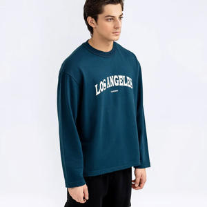 เสื้อสเวตเตอร์สวมหัวโอเวอร์ไซส์ของผู้ชายจาก450gsm เทอร์รี่เปิดไหล่ตกพิมพ์โลโก้ได้ตามต้องการสำหรับฤดูใบไม้ร่วง - Product Image 4