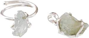 Ensemble de bijoux pour femmes, pierre précieuse naturelle aquamarine, pierre de naissance de mars, bijoux faits à la main, pendentif en argent sterling 925, ensemble de bagues - Product Image 6