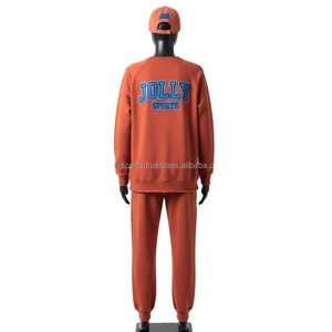 Ensemble de survêtement en molleton de coton premium pour femmes, 320 GSM, brun rouille, poids lourd, hiver, avec broderie en chenille, survêtements grande taille - Product Image 2