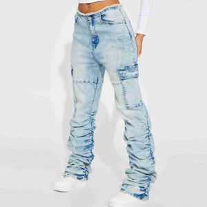 กางเกงยีนส์แฟชั่นทรงตรงเอวสูง 6 กระเป๋า ระบายอากาศได้ดี สำหรับผู้หญิง ใส่สบายในช่วงฤดูร้อน - Product Image 6