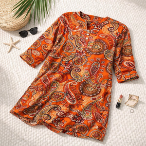 Vestido de Algodón Ligero y Cómodo con Estampado Paisley, Traje de Baño Deportivo con Botones, Estampado de Lunares y Leopardo Natural - Product Image 1